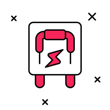 Doldurulmuş elektrik paneli simgesi beyaz arkaplanda izole edildi. Kolu değiştir. Vektör