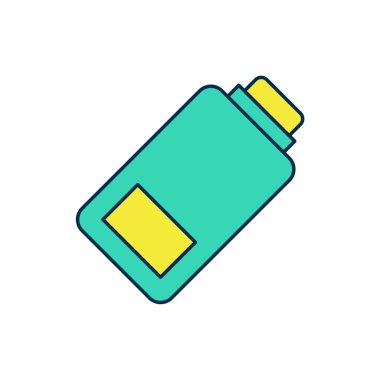 Doldurulmuş Batarya şarj seviyesi göstergesi simgesi beyaz arkaplanda izole edildi. Vektör