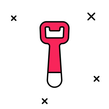 Doldurulmuş şişe açma simgesi beyaz arkaplanda izole edildi. Vektör