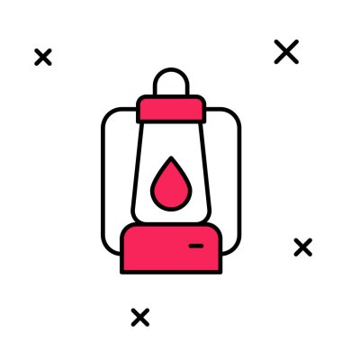 Beyaz arkaplanda izole edilmiş ana hatlı kamp feneri simgesi. Vektör