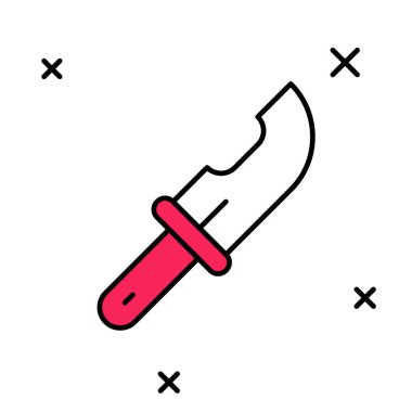 Beyaz arka planda izole edilmiş Avcı bıçak ikonu. Ordu bıçağı. Vektör