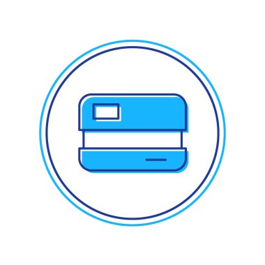 Doldurulmuş kredi kartı simgesi beyaz arkaplanda izole edildi. Çevrimiçi ödeme. Nakit çekilmesi. Finansal operasyonlar. Alışveriş tabelası. Vektör