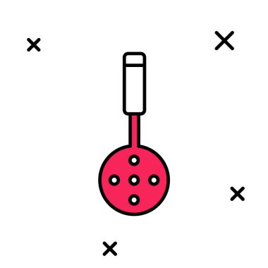 Doldurulmuş ana hatlı Spatula simgesi beyaz arkaplanda izole edildi. Mutfak spatula ikonu. Barbekü spatula işareti. Barbekü ve ızgara aleti. Vektör