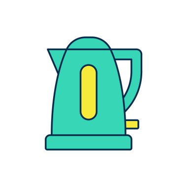 Doldurulmuş elektrik ısıtıcısı simgesi beyaz arkaplanda izole edildi. Çaydanlık ikonu. Vektör