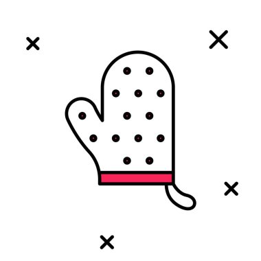 Doldurulmuş fırın eldiveni simgesi beyaz arkaplanda izole edildi. Mutfak tutacağı işareti. Yemek eldiveni. Vektör