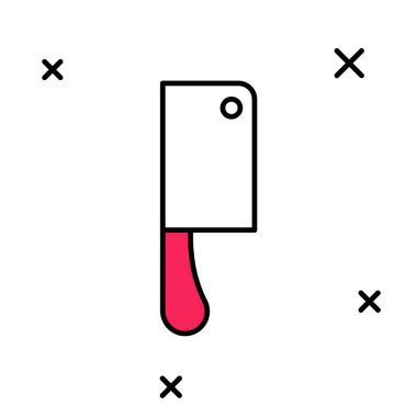 Doldurulmuş Et Helikopteri simgesi beyaz arkaplanda izole edildi. Et için mutfak bıçağı. Kasap bıçağı. Vektör