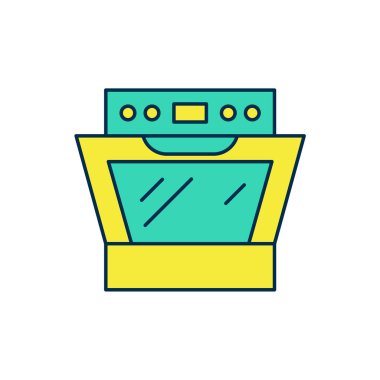 Doldurulmuş fırın simgesi beyaz arkaplanda izole edildi. Fırın tabelası. Vektör