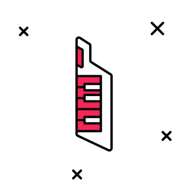 Doldurulmuş Keytar simgesi beyaz arkaplanda izole edildi. Müzik aleti. Vektör