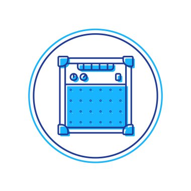 Doldurulmuş Gitar Yükseltici simgesi beyaz arkaplanda izole edildi. Müzik aleti. Vektör