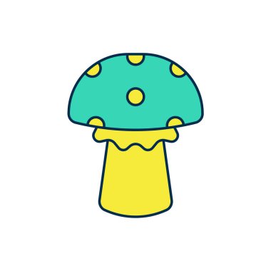 Beyaz arkaplanda izole edilmiş ana hatlı mantar ikonu. Vektör