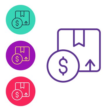 Karton kutu simgesini beyaz arkaplanda izole et. Kutu, paket, paket işareti. Teslimat ve ambalaj. Simgeleri renklendirin. Vektör