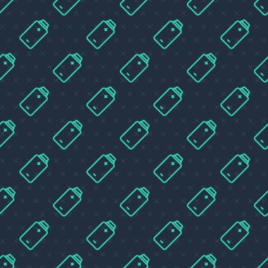 Yeşil çizgi Batarya şarj seviyesi gösterge simgesi mavi arkaplanda izole edilmiş pürüzsüz kalıp. Vektör