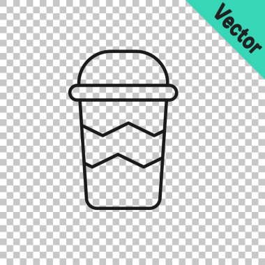 Siyah çizgi kahve fincanı şeffaf arka planda izole edilmiş bir ikon haline gelecek. Vektör