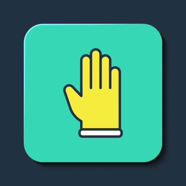 Filled Outline Rubber Gloves Icon Isolated Blue Background Latex Hand — Stockový vektor