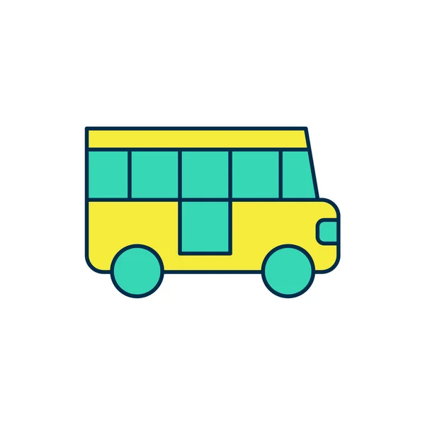 Filled Outline School Bus Icon Isolated White Background Public Transportation — ストックベクタ