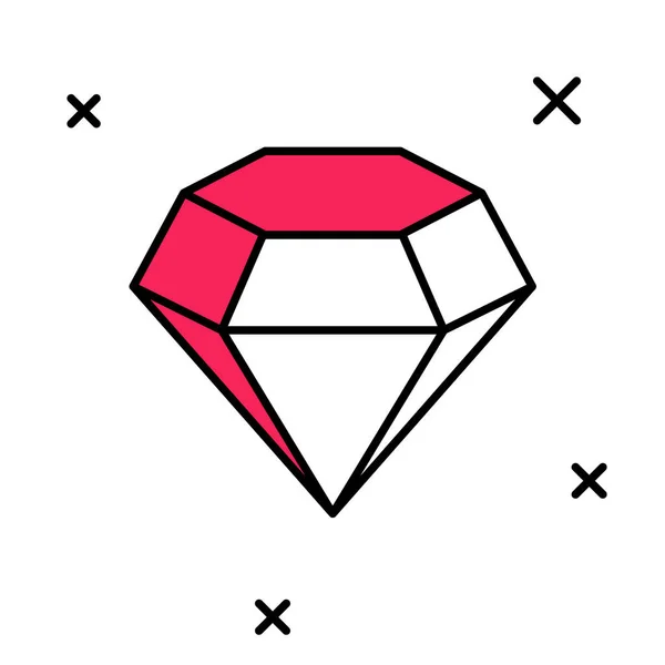 Esboço Preenchido Ícone Diamante Isolado Fundo Branco Símbolo Jóias Pedra — Vetor de Stock