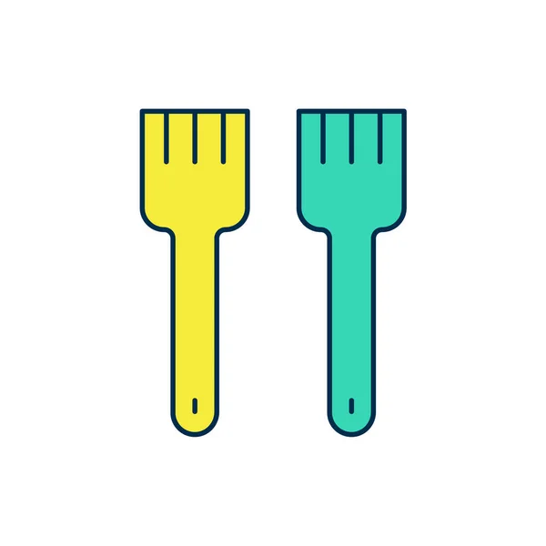 填充轮廓叉子图标孤立在白色背景 餐具的象征 — 图库矢量图片