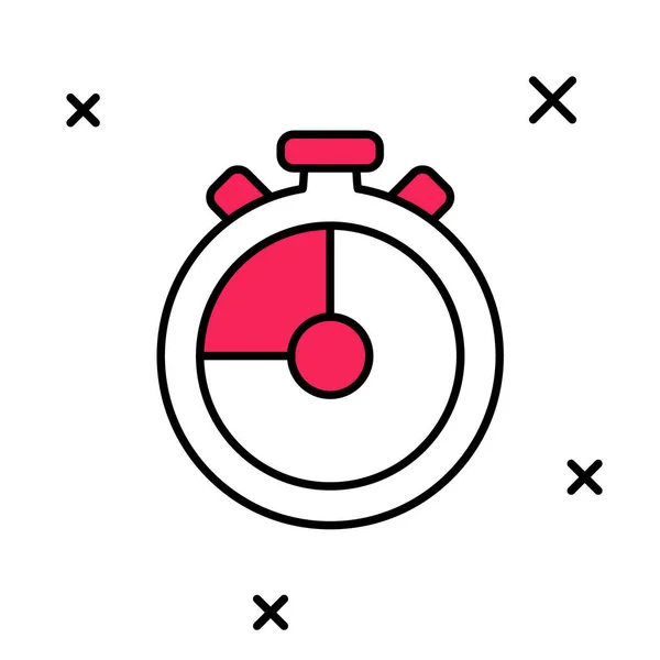 Gevulde Omtrek Stopwatch Pictogram Geïsoleerd Witte Achtergrond Tijdklok Teken Chronometerteken — Stockvector