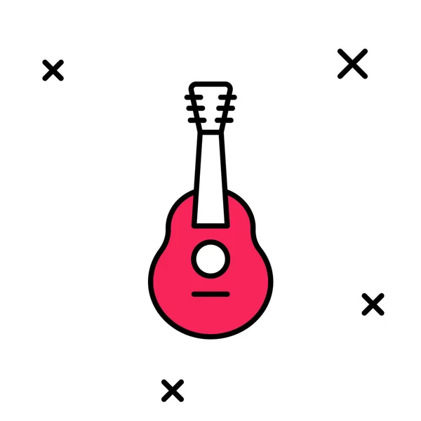 Fylld Skiss Gitarr Ikon Isolerad Vit Bakgrund Akustisk Gitarr Stränginstrument — Stock vektor
