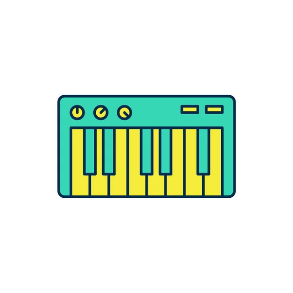 Filled Outline Music Synthesizer Icon Isolated White Background Electronic Piano — 图库矢量图片
