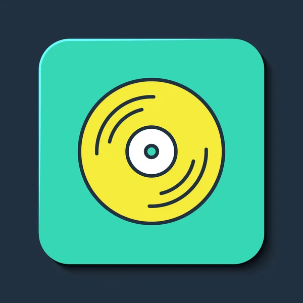 Filled Outline Vinyl Disk Icon Isolated Blue Background Turquoise Square — 스톡 벡터