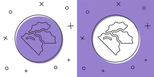 Conjunto Icono Dumpling Aislado Sobre Fondo Blanco Púrpura Plato Chino — Archivo Imágenes Vectoriales