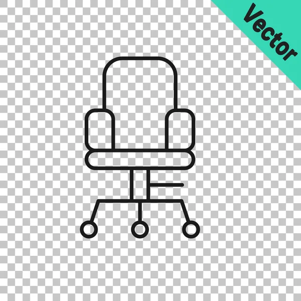 Black Line Office Chair Icon Isolated Transparent Background Vector — Stock Vector