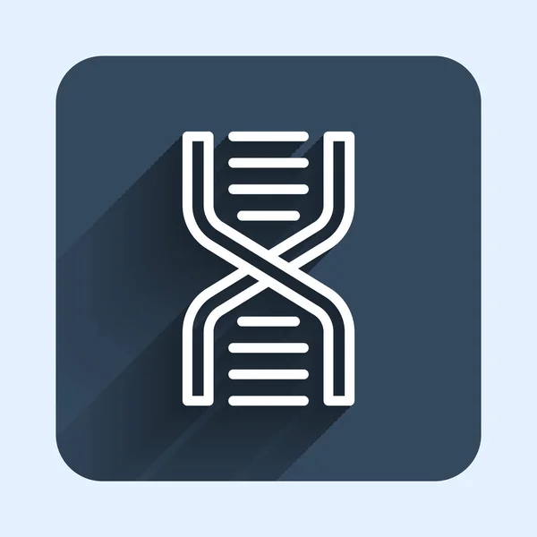 White Line Dna Symbol Icon Isolated Long Shadow Background Blue — 图库矢量图片