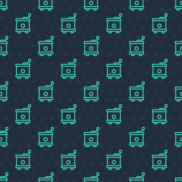 Green Line Honey Extractor Icon Isolated Seamless Pattern Blue Background — Stock vektor