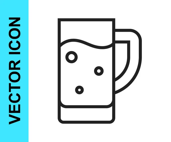 Línea Negra Icono Vaso Cerveza Aislado Sobre Fondo Blanco Vector — Vector de stock