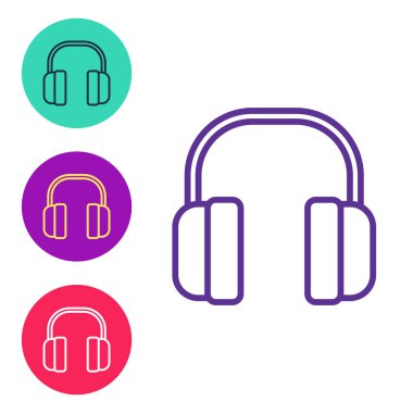 Set line Noise canceling headphones icon isolated on white background. Headphones for ear protection from noise. Set icons colorful. Vector