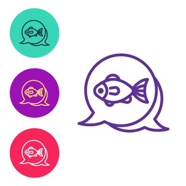 Balık simgesini beyaz arkaplanda izole et. Simgeleri renklendirin. Vektör