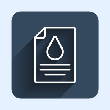 Beyaz Hat Sözleşmesi para ve kalem simgesi uzun gölgeli. Bankacılık belgeleri dolar finans para sayfası. Mavi kare düğme. Vektör