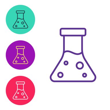 Petrol test tüpü simgesini beyaz arkaplanda izole et. Komiklik şişesi ve düşen damla. Simgeleri renklendirin. Vektör