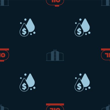 Petrol deposunu ayarlayın ve dolar sembolüyle kusursuz bir desen oluşturun. Vektör