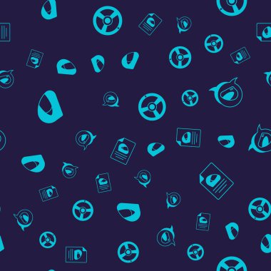 Yarış kaskı, direksiyon simidi ve kusursuz desen ayarlayın. Vektör