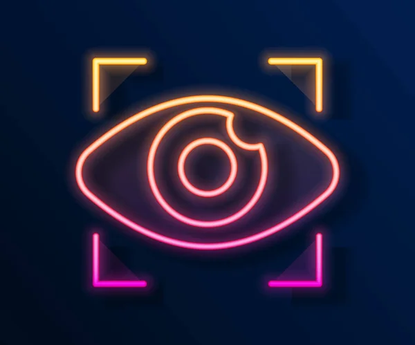 Glowing Neon Line Big Brother Electronic Eye Icon Isolated Black — Διανυσματικό Αρχείο