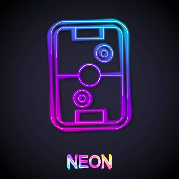 Glowing Neon Line Air Hockey Table Icon Isolated Black Background — Vetor de Stock