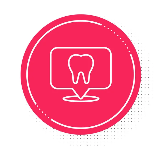White Line Dental Clinic Location Icon Isolated White Background Red — Stock Vector