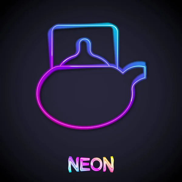 Glowing Neon Line Traditional Tea Ceremony Icon Isolated Black Background — Stock vektor