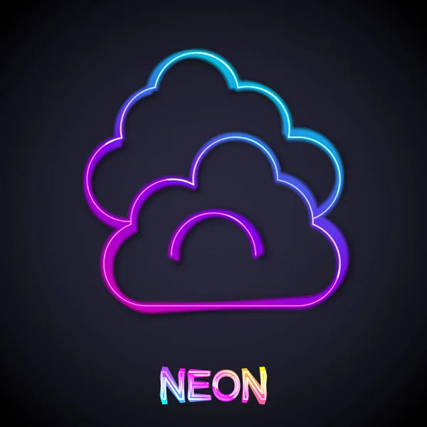 Gloeiende Neon Lijn Cloud Icoon Geïsoleerd Zwarte Achtergrond Vector — Stockvector