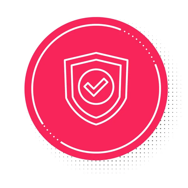 White Line Shield Check Mark Icon Isolated White Background Protection —  Vetores de Stock