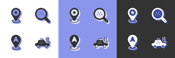 Set Broken Taxi Car Location Star Search Icon Vector — стоковый вектор