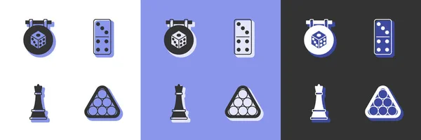 Set Billiard Balls Triangle Game Dice Chess Domino Icon Vector —  Vetores de Stock