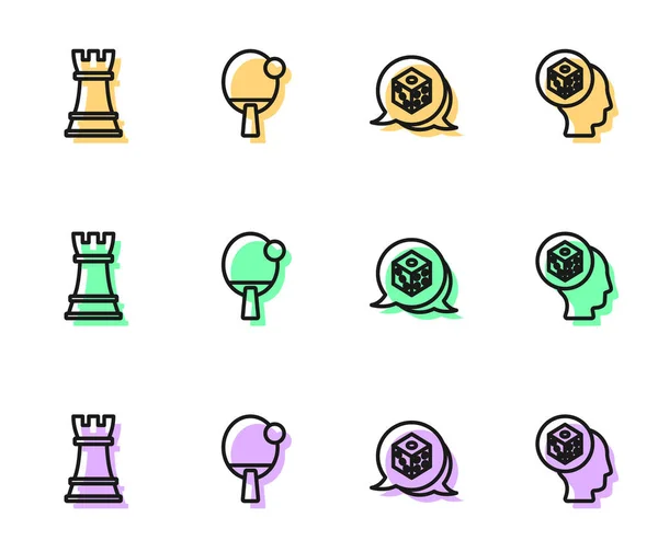 Set Line Game Dice Chess Racket Icon Vector — Stockový vektor
