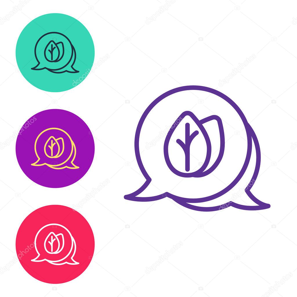 Establecer línea Icono de hoja aislado sobre fondo blanco. Firma de