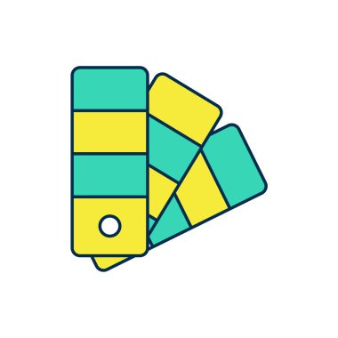 Doldurulmuş Renk Palet Rehberi simgesi beyaz arkaplanda izole edildi. Vektör