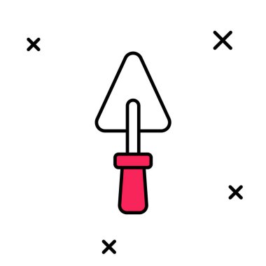 Beyaz arkaplanda izole edilmiş ana hatlı Trowel simgesi. Vektör