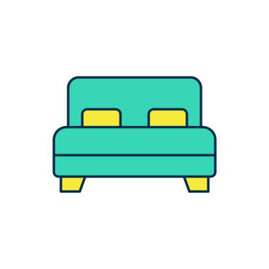 Beyaz arka planda izole edilmiş iki ya da bir kişi için büyük yatak. Vektör