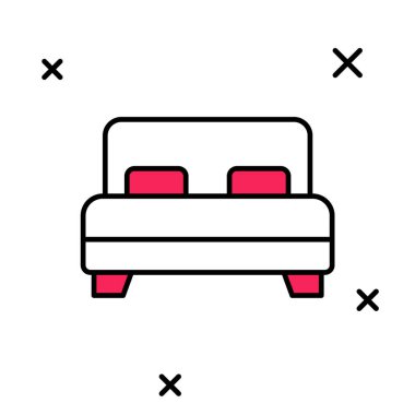 Beyaz arka planda izole edilmiş iki ya da bir kişi için büyük yatak. Vektör